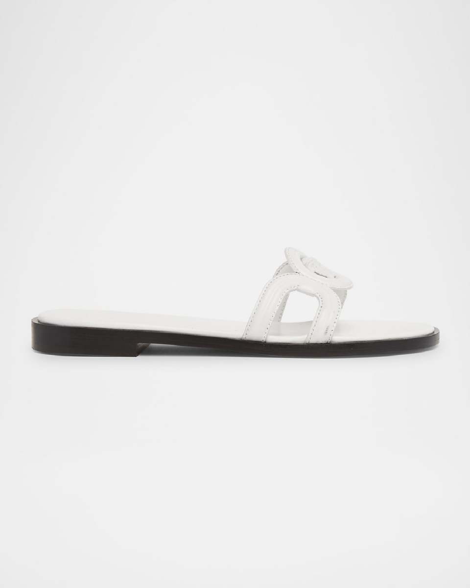 Medusa Leather Flat Slide Sandals